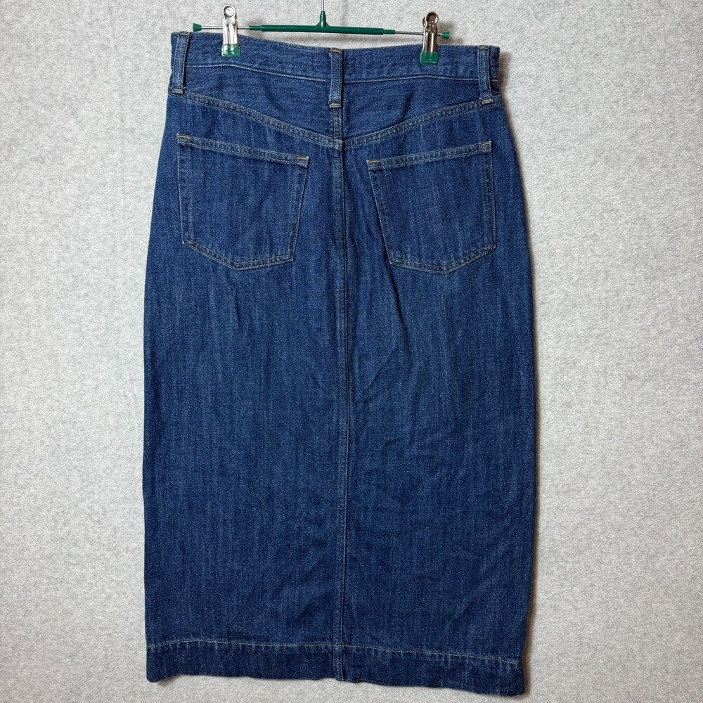 J.Crew Denim Midi Skirt 27 Dark Wash Front Slit Pencil Straight Stretch Cotton - Picture 8 of 10